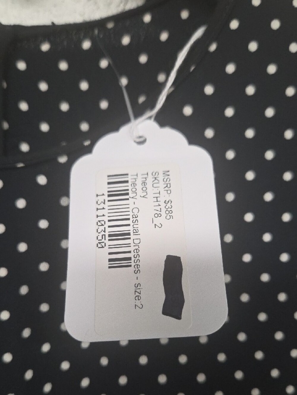 Theory Black and White Polka Dot Long-Sleeve Dress - Picture 3 of 6
